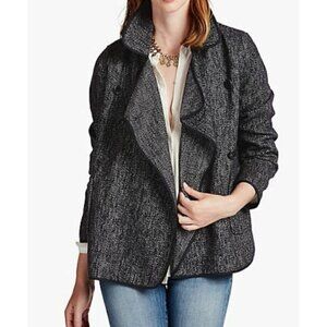 Lucky Brand Womens Size XS Black Double Breasted Jacket Pockets Tweed